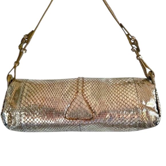 Jimmy Choo Metallic Gold
Snakeskin Leather Tulita Pochette
Bag - Picture 13 of 15